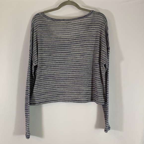 Reitmans Blue & White Striped Cropped Long Sleeve Top - Picture 5 of 7